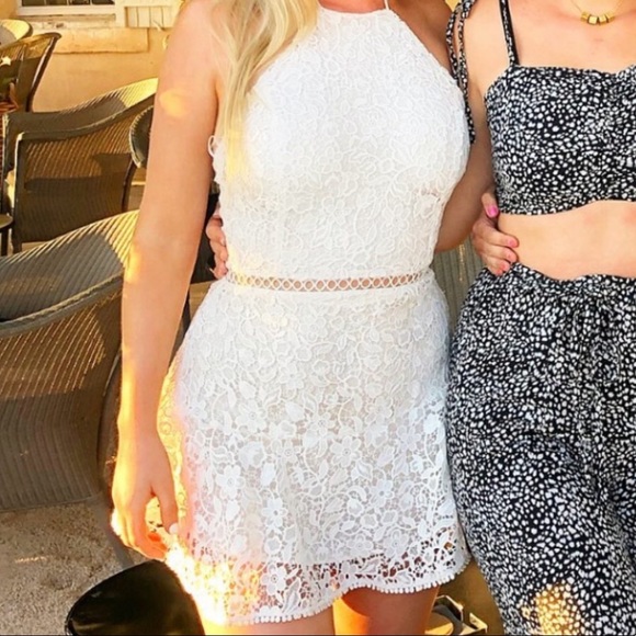 Karina Grimaldi Dresses & Skirts - White lace halter dress - Karina Grimaldi XS